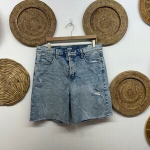 Old Navy Blue Distressed Cut Off Button Fly Sky Hi Short Denim Jean Shorts 14